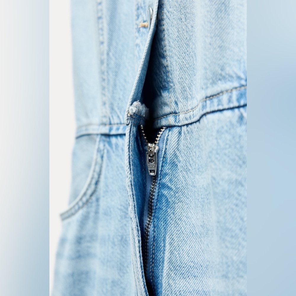 Zara jumpsuit denim halter wide leg open back bohemian casual summer - Picture 10 of 12